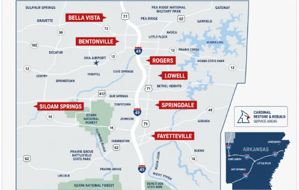Northwest Arkansas service area map